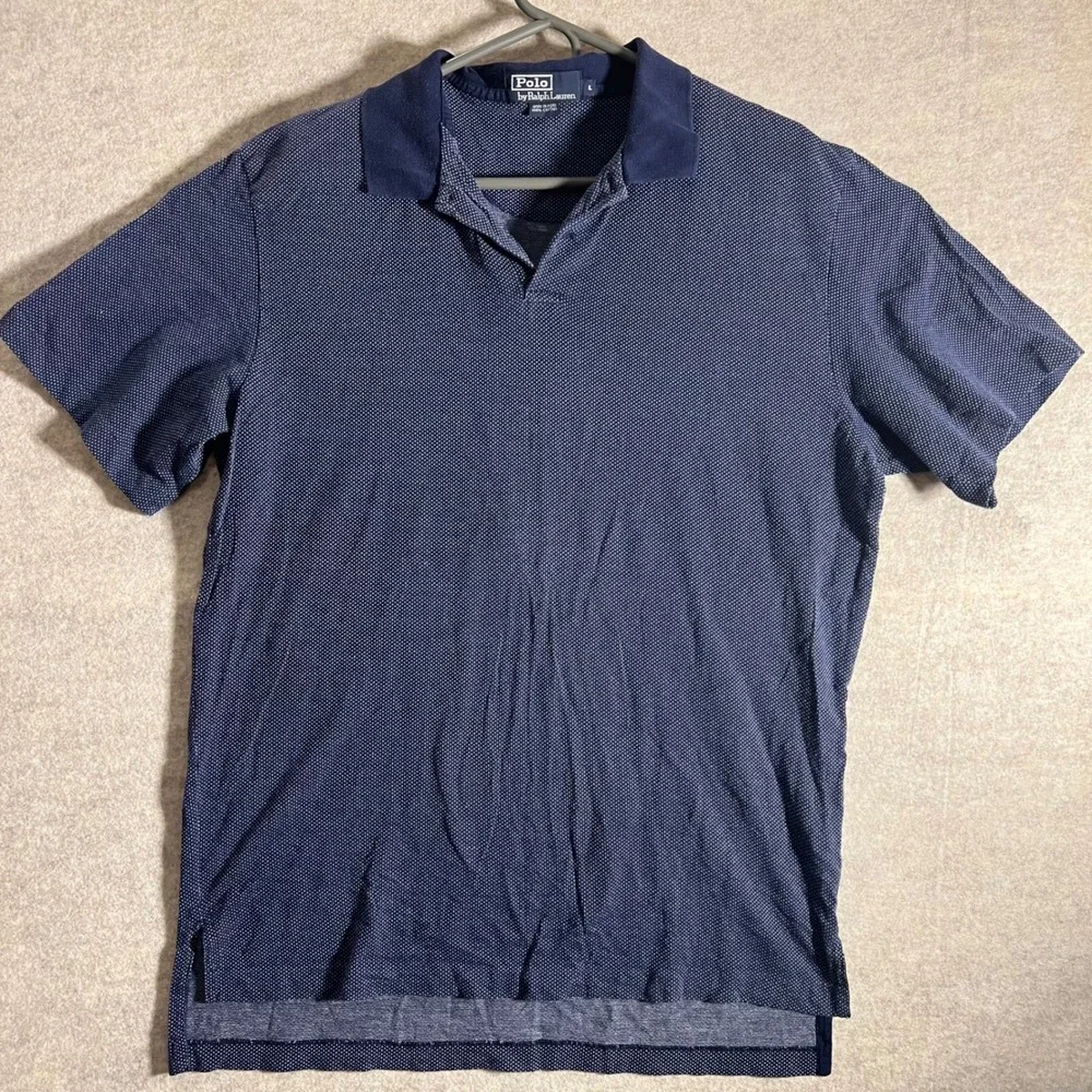 Polo by Ralph‎ Lauren Mens Polo Shirt Blue Dotted Cotton Casual Top
